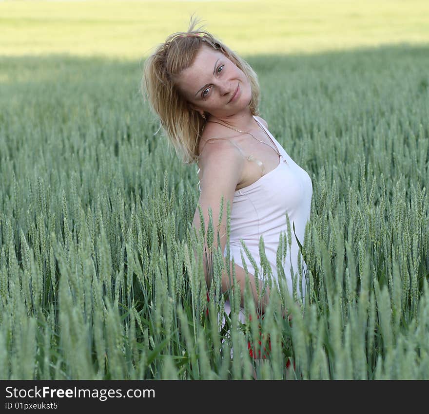 Beauty Woman On Field