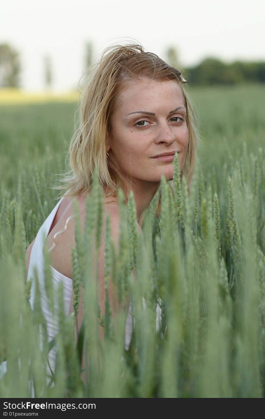 Beauty Woman On Field