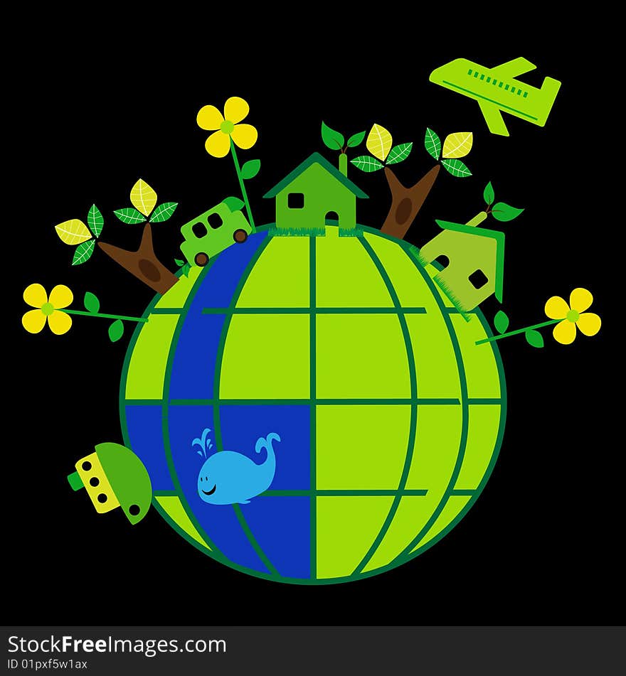 An illustration of a green earth