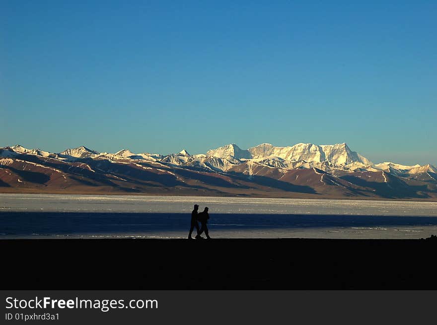 Lake and Snow Mountains in Tibet