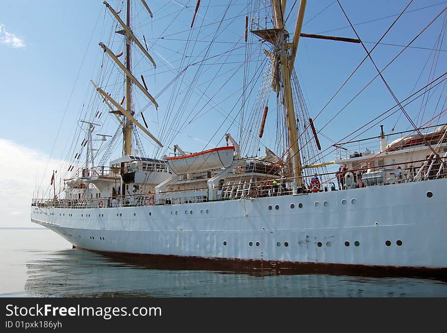 Sailing vessel Dar młodzieży on the Baltic Sea at Cape Arkona