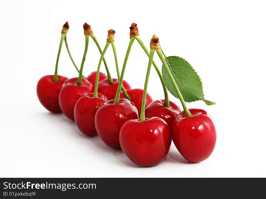 The Ripe sweet cherries.It Is Insulated on white. The Ripe sweet cherries.It Is Insulated on white