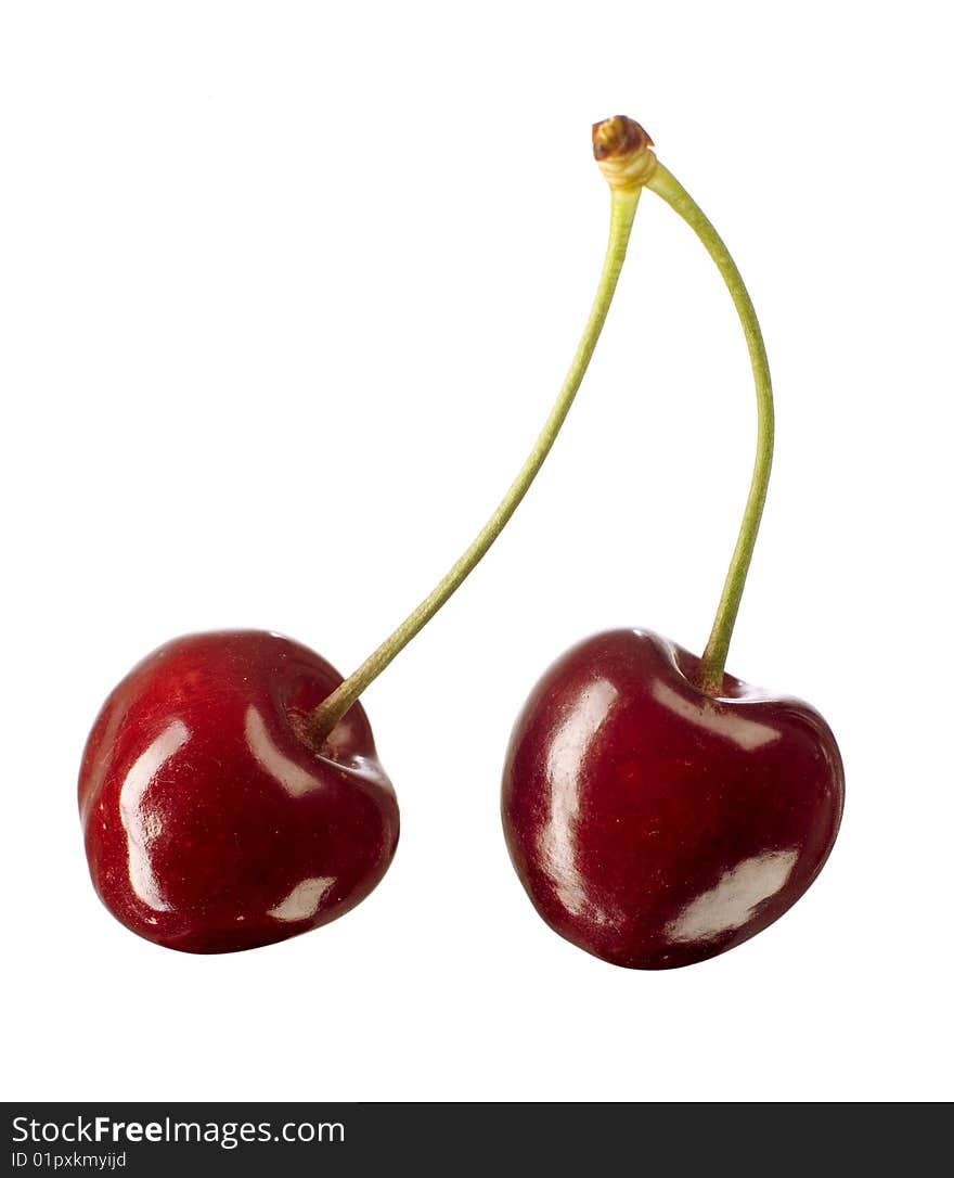 A pair of cherry with white background