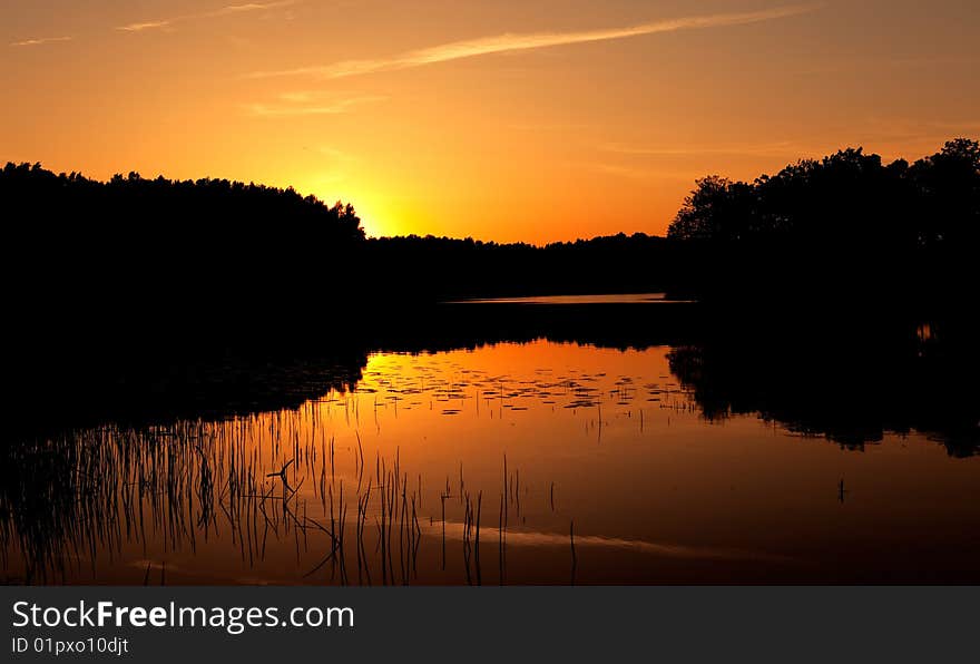 Sunset on wood lake