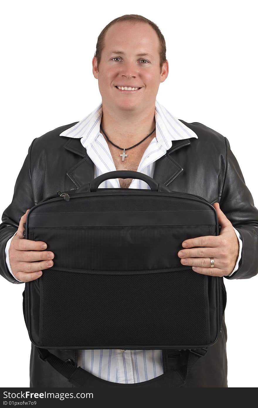 Businessman holding a laptop bag