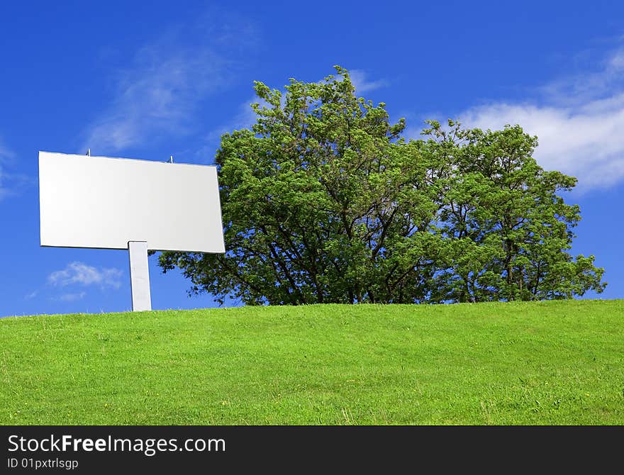 Empty billboard against a beautiful landscape