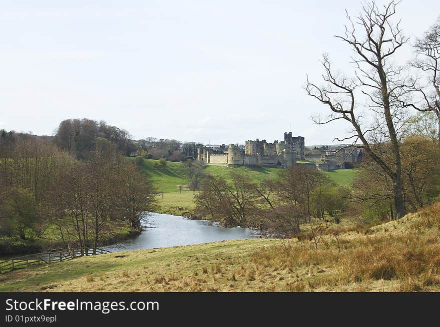 View of Alnwick castle in Northumberland, England