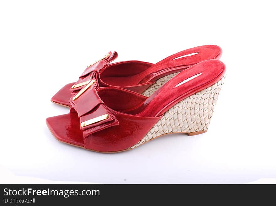 Female summer footwear on a white background