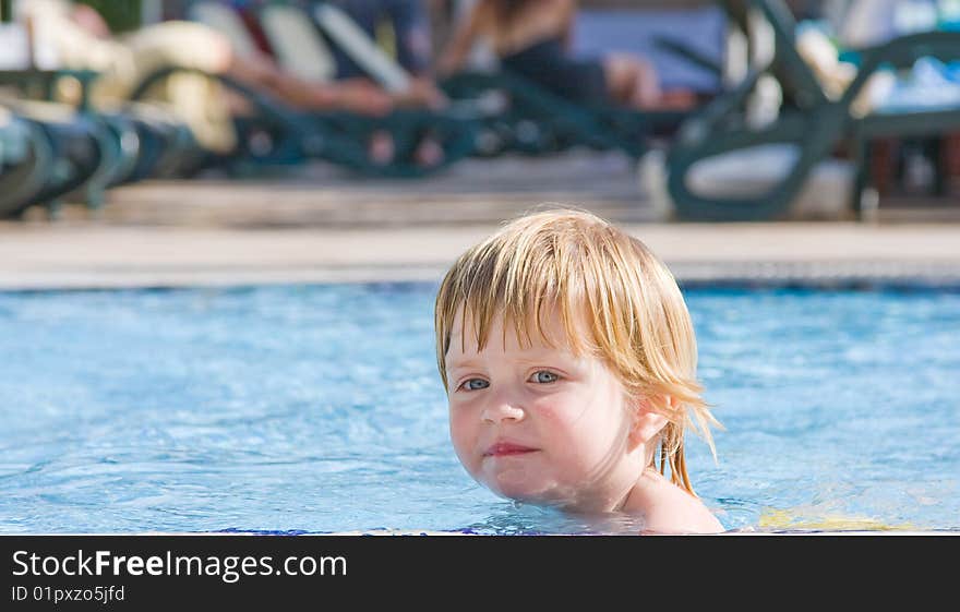 Little girl in the swimming pool. Little girl in the swimming pool