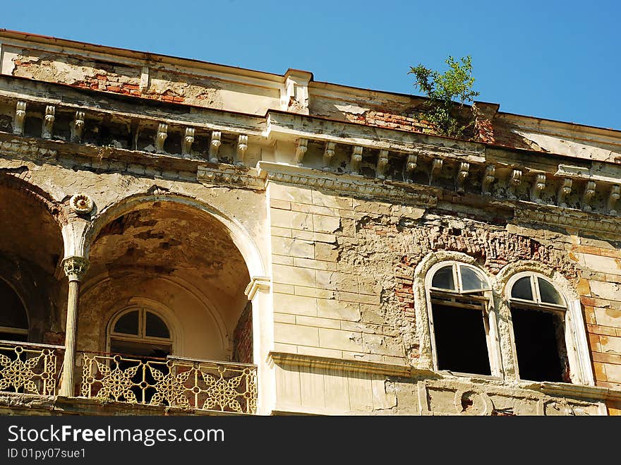 Old abandoned building with roman architecture. Old abandoned building with roman architecture