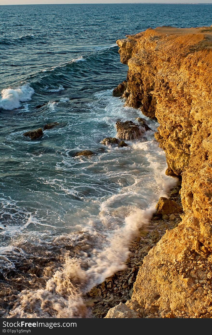 Black Sea, Mountains and clouds in the sky, waves. Black Sea, Mountains and clouds in the sky, waves