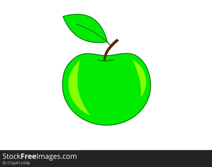 Green apple  on a white background