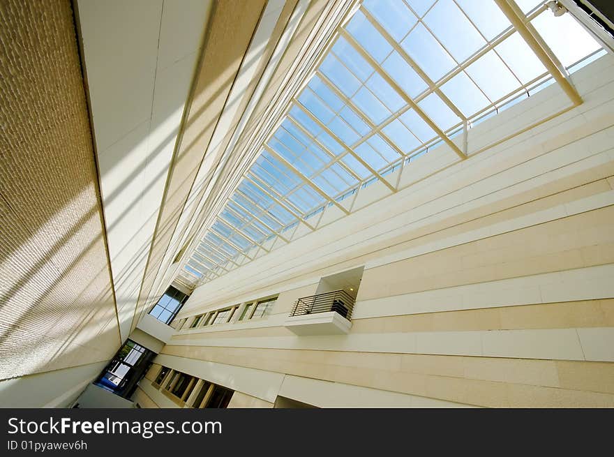 Walls and glass roof in a modern music conservatory. Walls and glass roof in a modern music conservatory