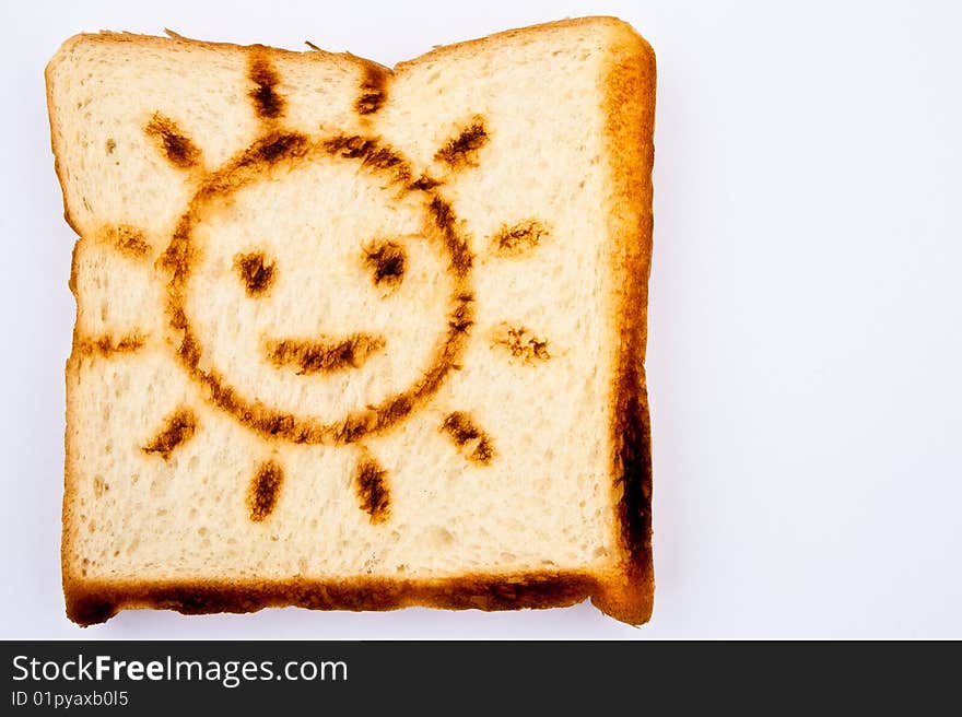 Toast with smiling sun burned, breakfast for children