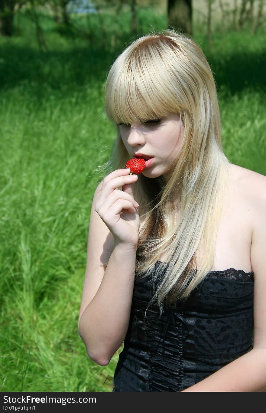 Light haired princess with strawberry