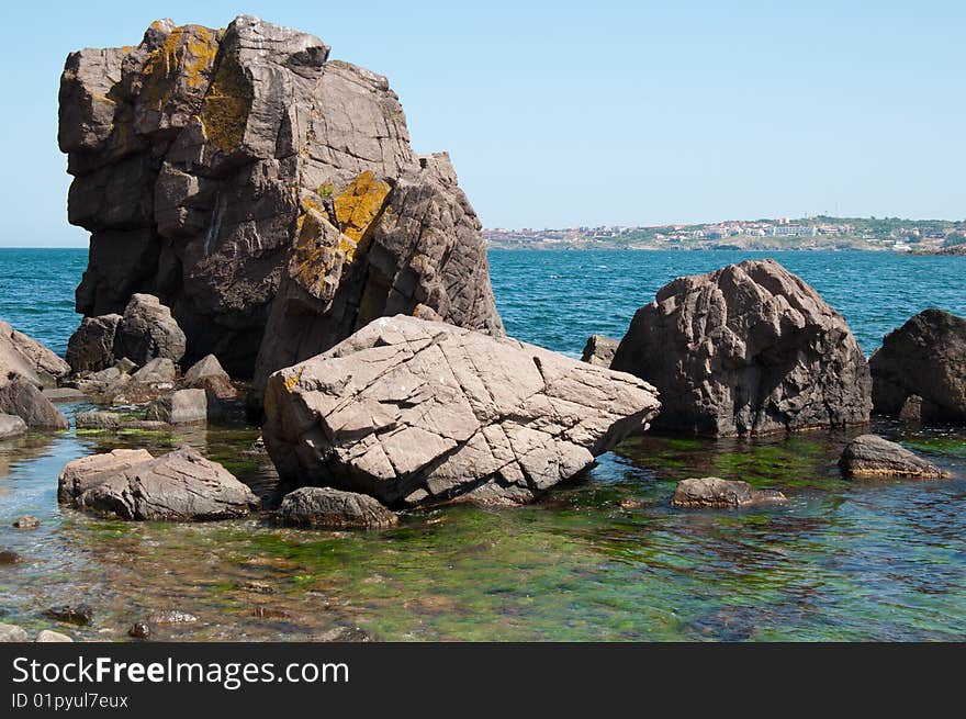 Rock and stones in the black sea