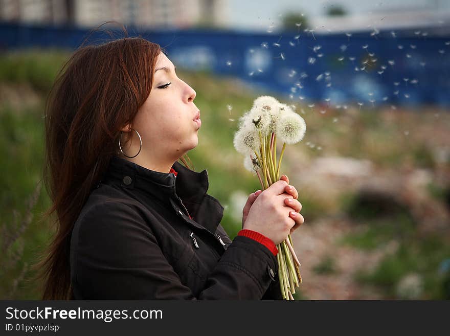 The Girl With White Dandelions