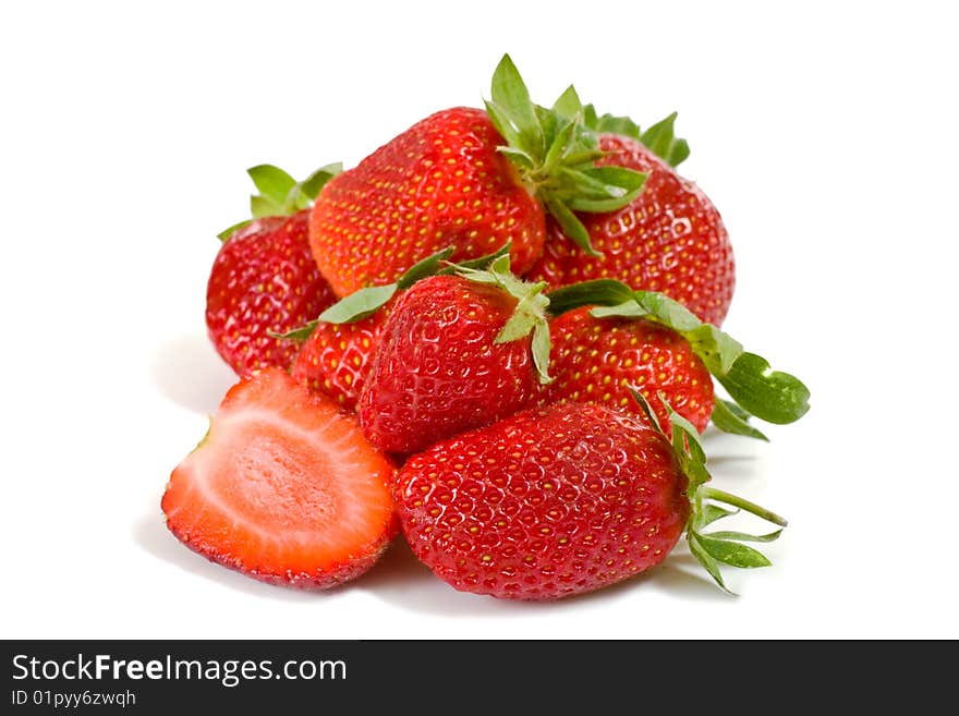 A fresh and tasty strawberries isolated on white background