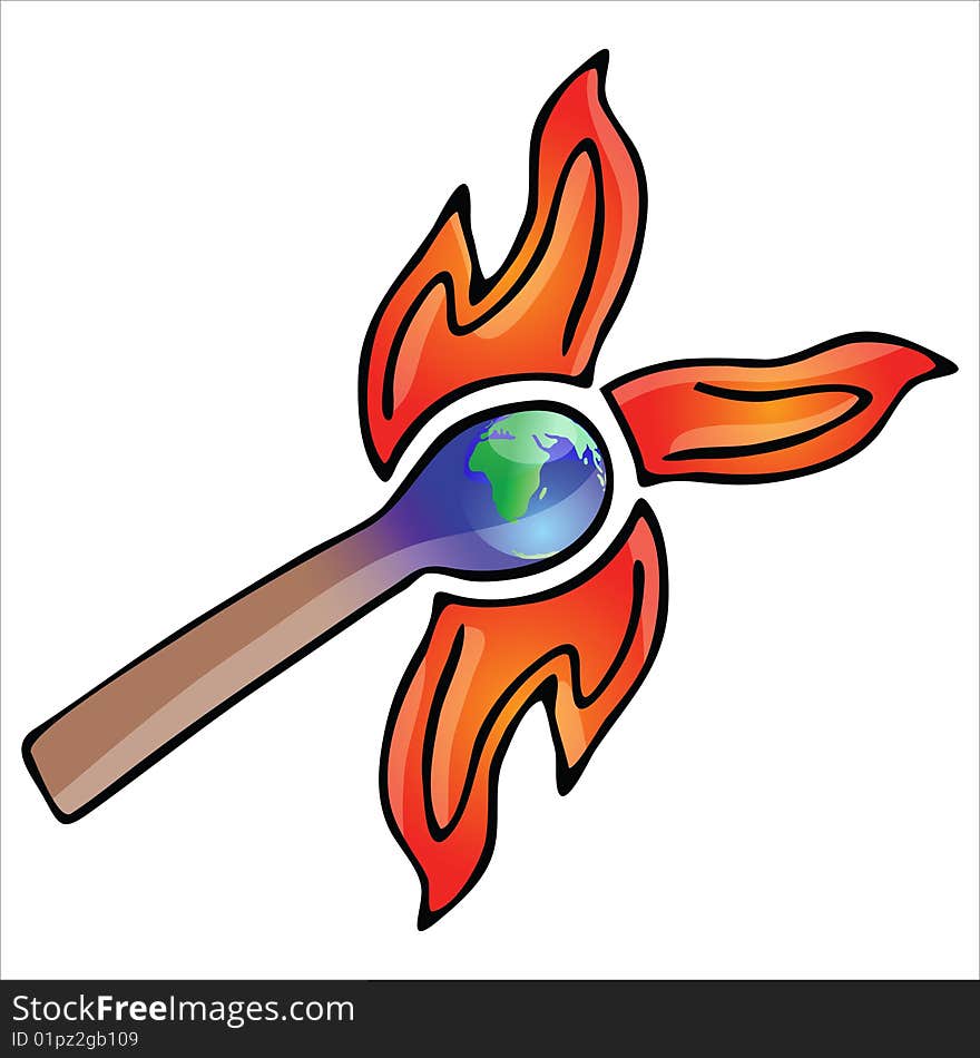 Earth as a burning matchstick. Earth as a burning matchstick