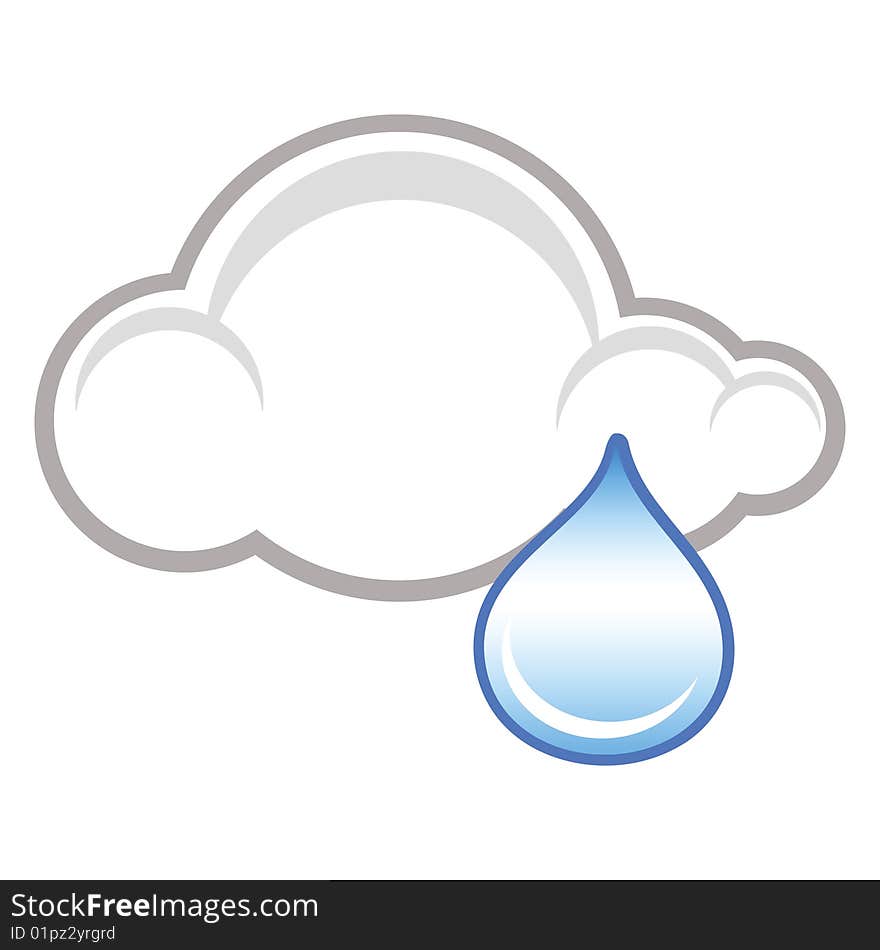 Weather symbol of a rain cloud. Weather symbol of a rain cloud