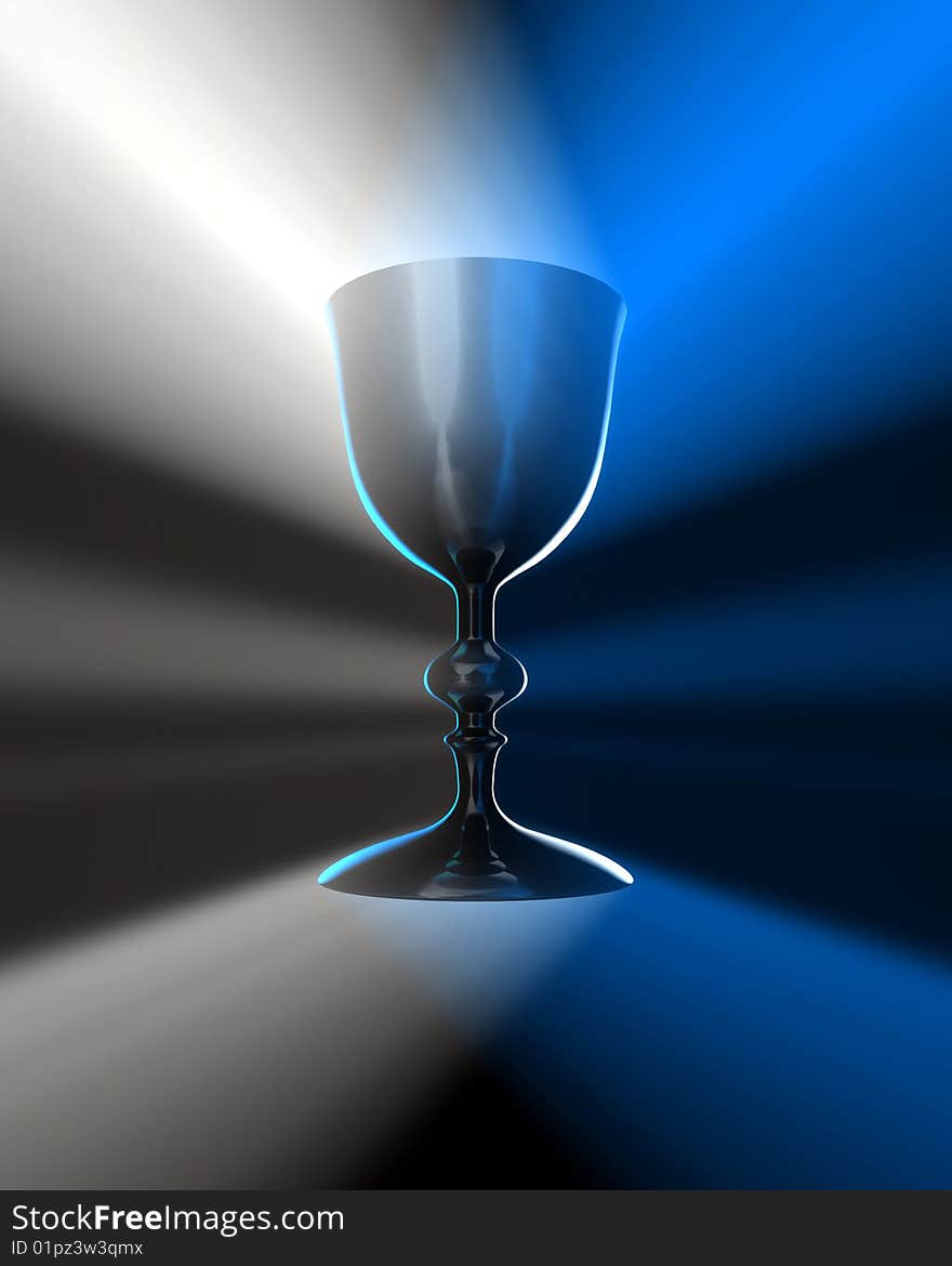 Chalice into color blue light. Chalice into color blue light