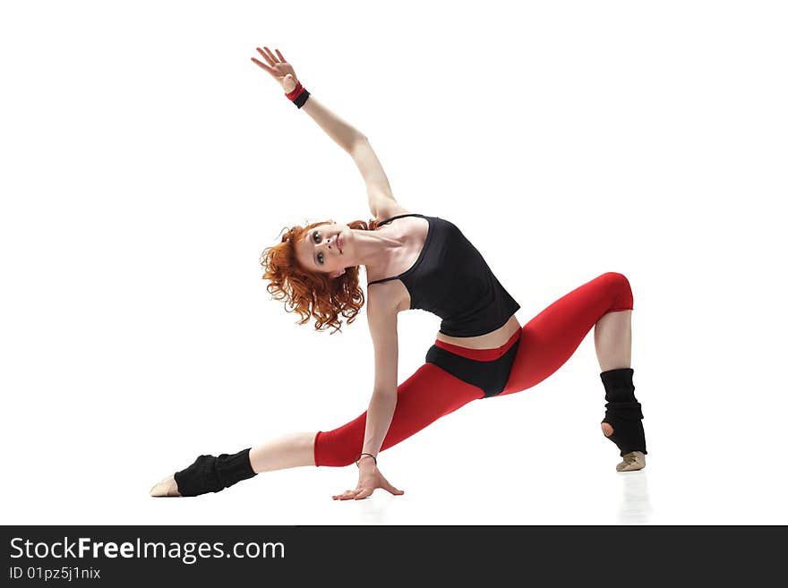 Modern style dancer posing on studio background. Modern style dancer posing on studio background