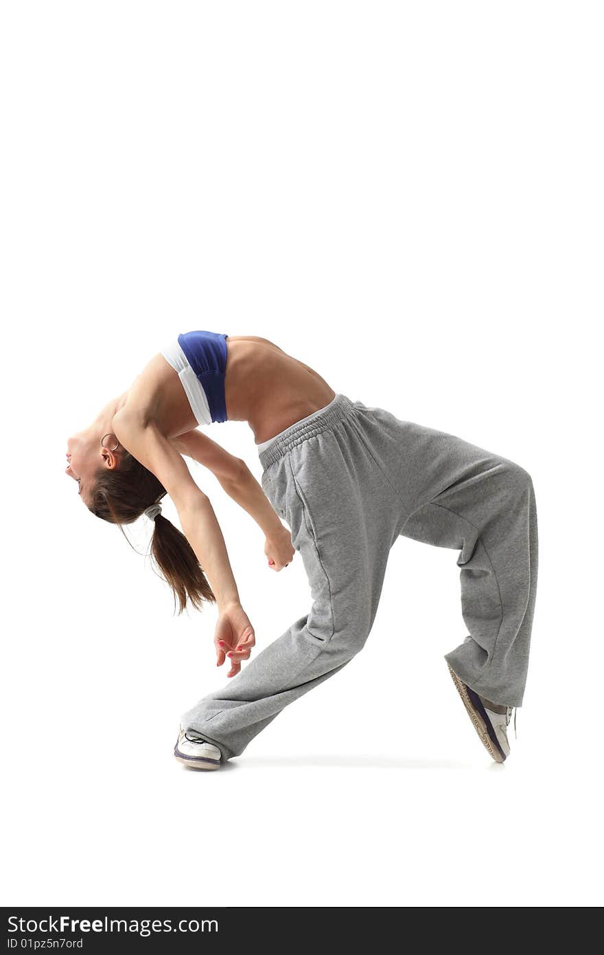 Modern style dancer posing on studio background. Modern style dancer posing on studio background