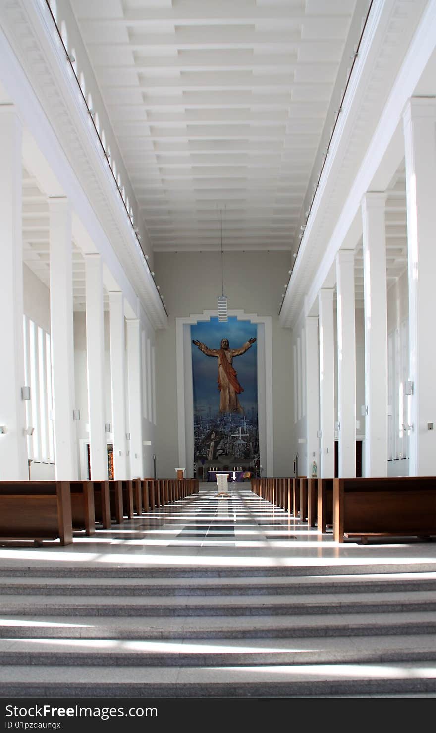 Indoor Christian Church With Lights