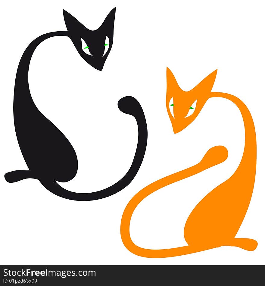 Vector style image two cats. Vector style image two cats