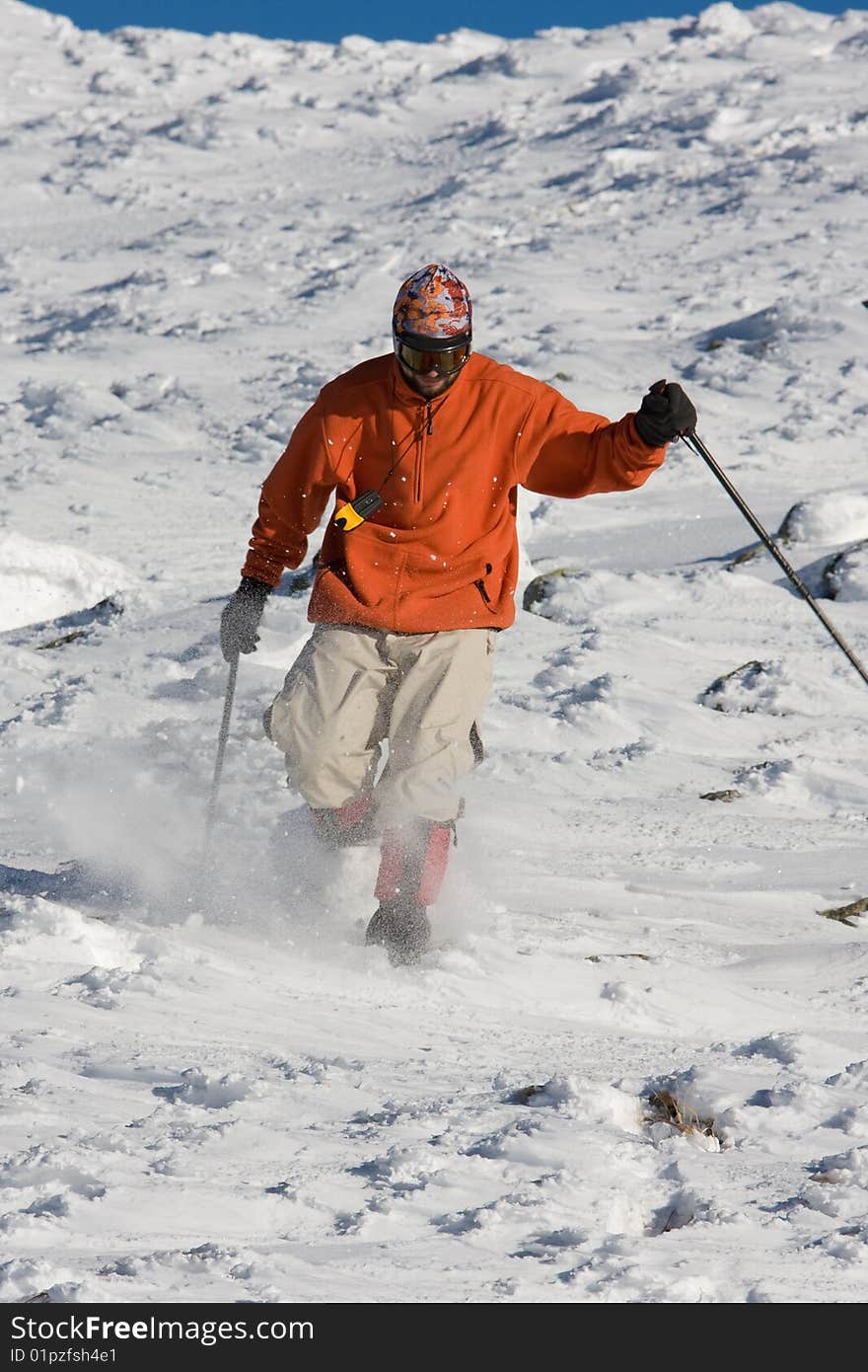 Hiker are in winter in mountains