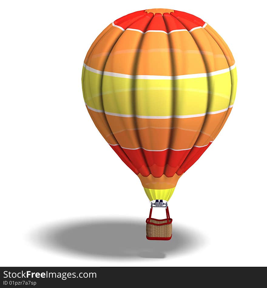 Rendering of a colorful balloon with Clipping Path and shadow over white