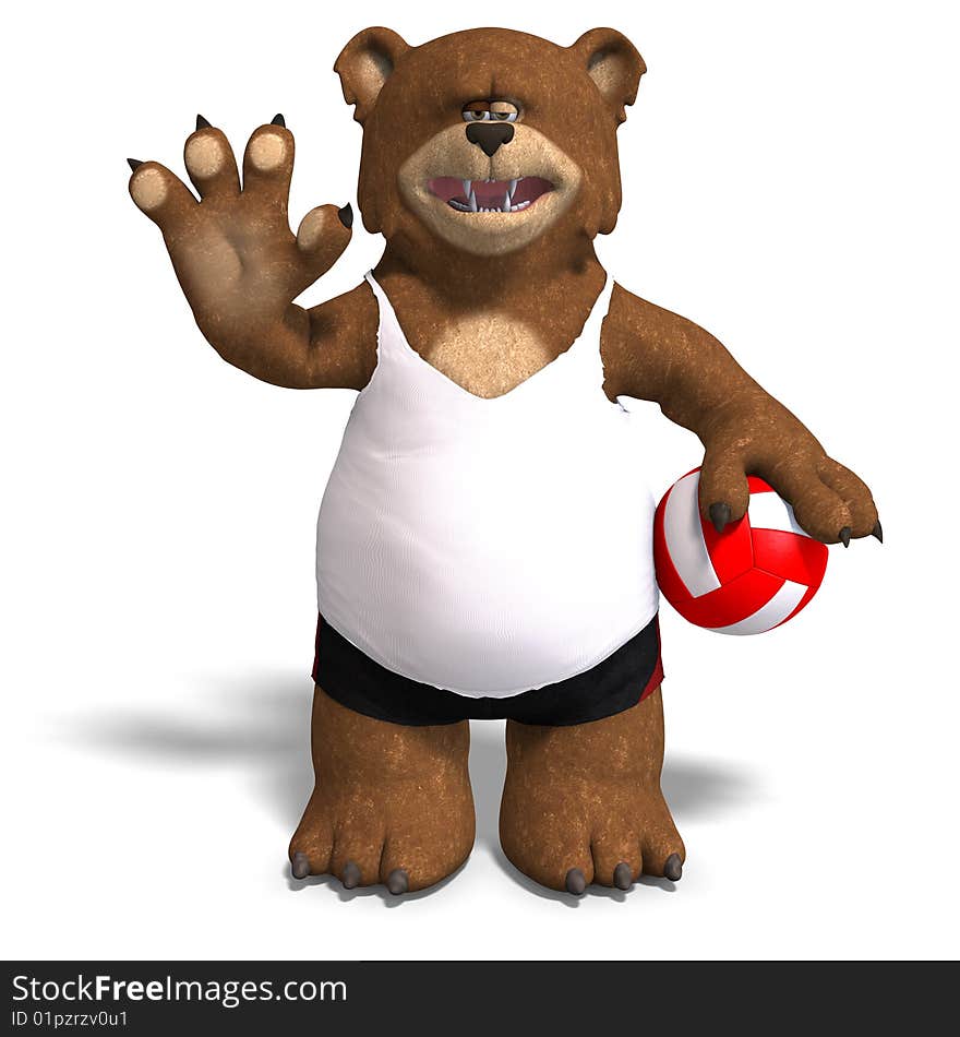 Funny Bear Plays Volleyball