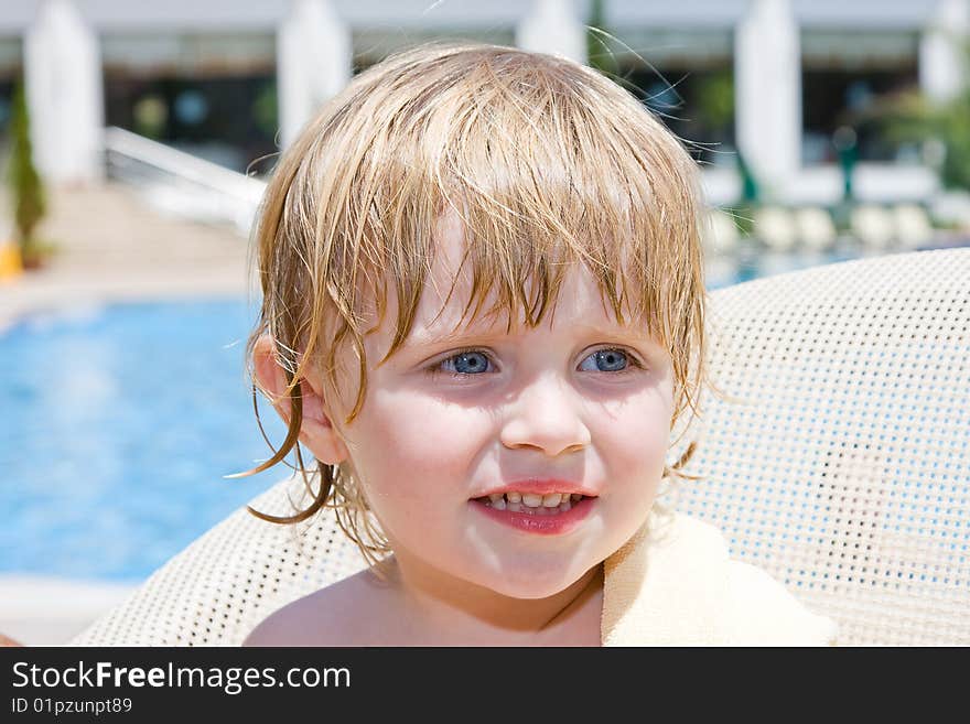 Little girl in the swimming pool. Little girl in the swimming pool