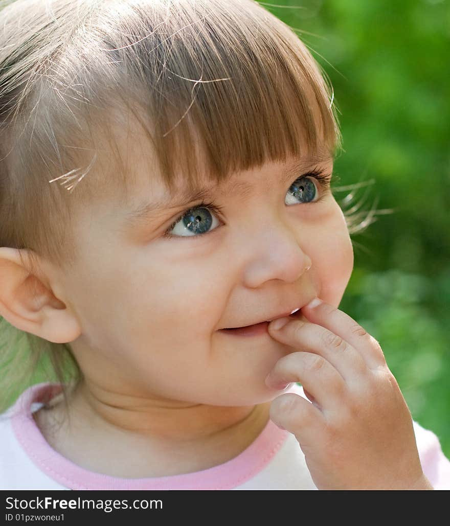 Funny little girl closeup portrait. Funny little girl closeup portrait