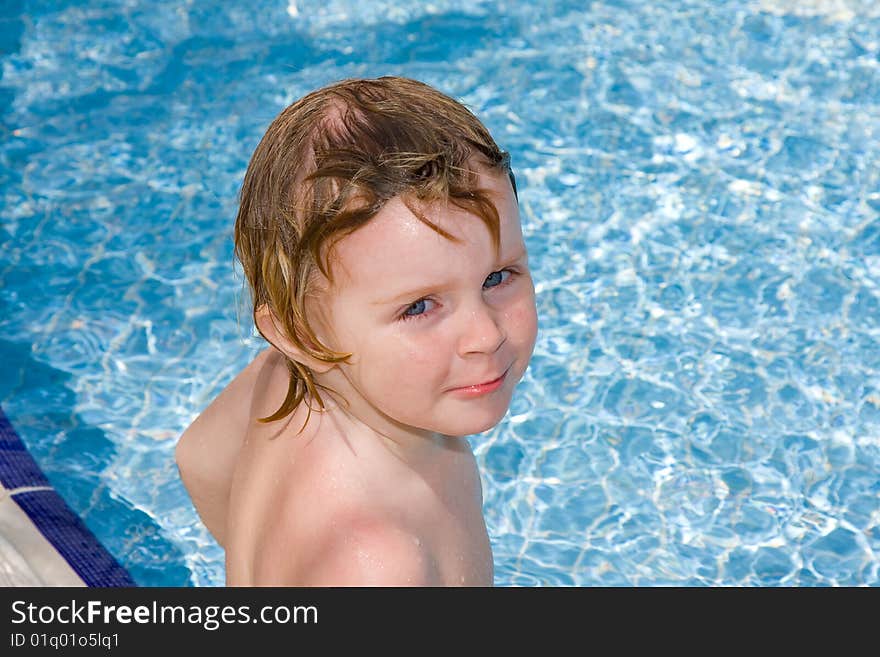 Little girl in the swimming pool. Little girl in the swimming pool