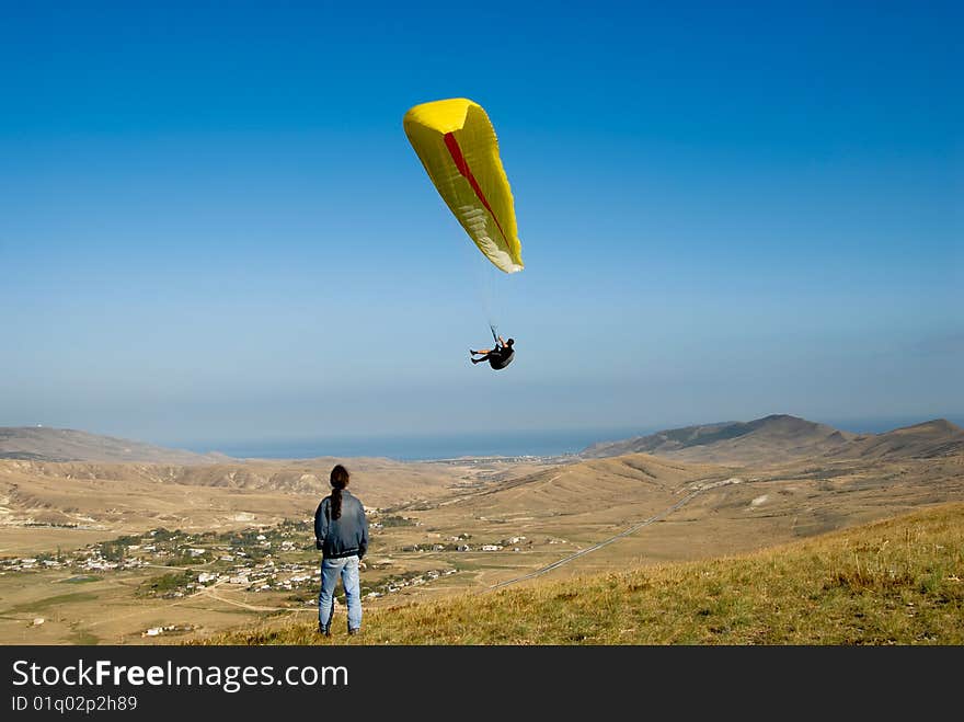 Paraplane in the sky of Crimea