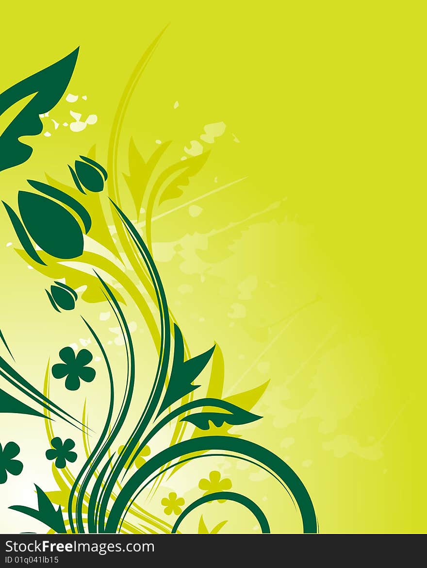 Green floral background with place for your text