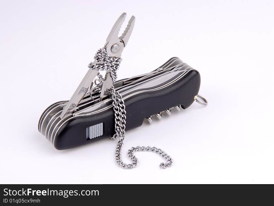 Folding Knife, Pliers In Chain