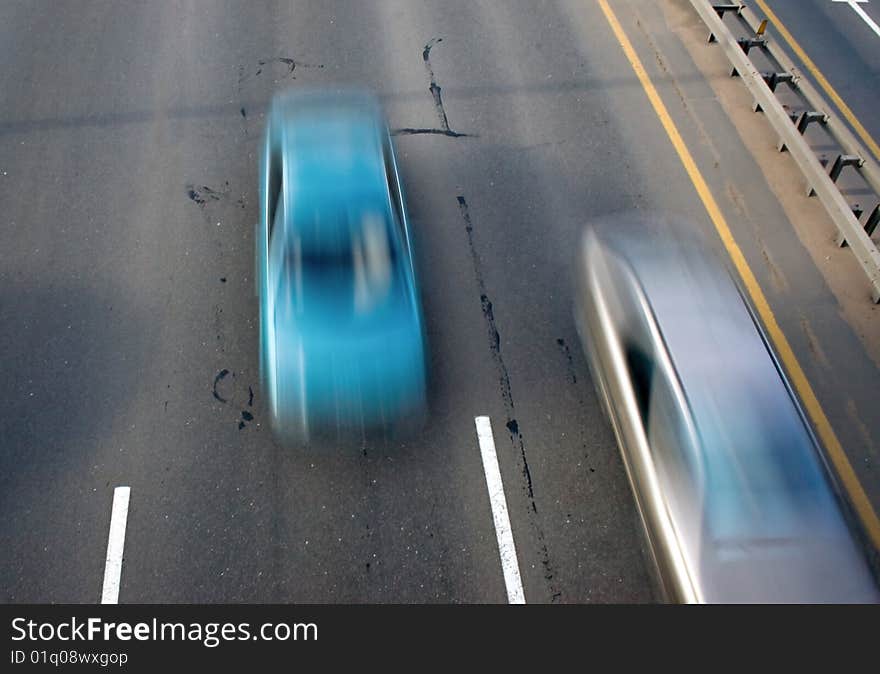 Two cars on the track. Two cars on the track