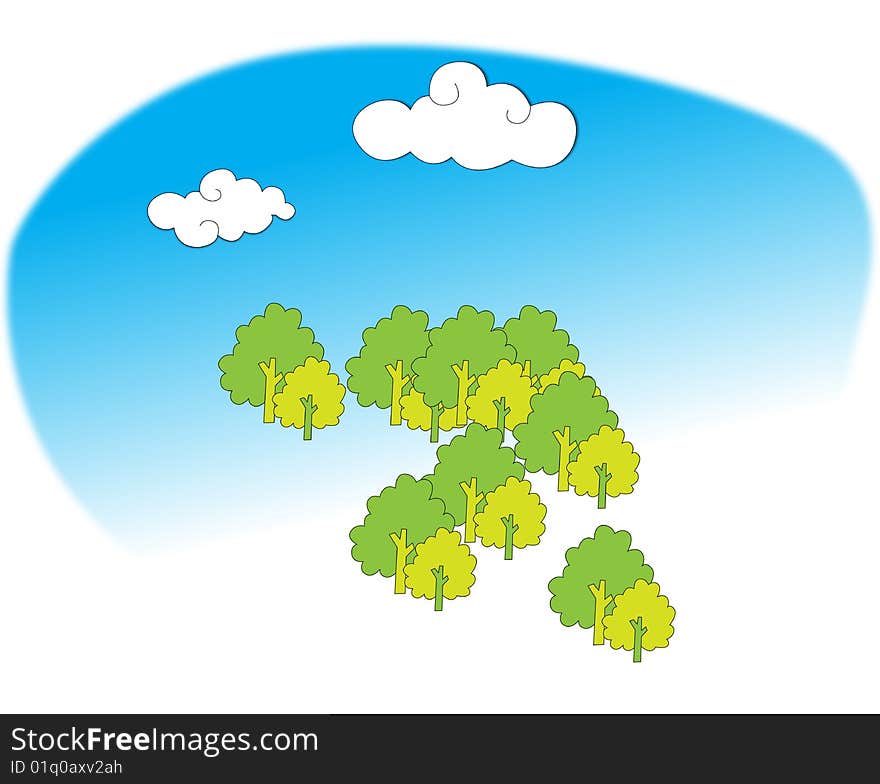 A group of tree under blue sky with cloud