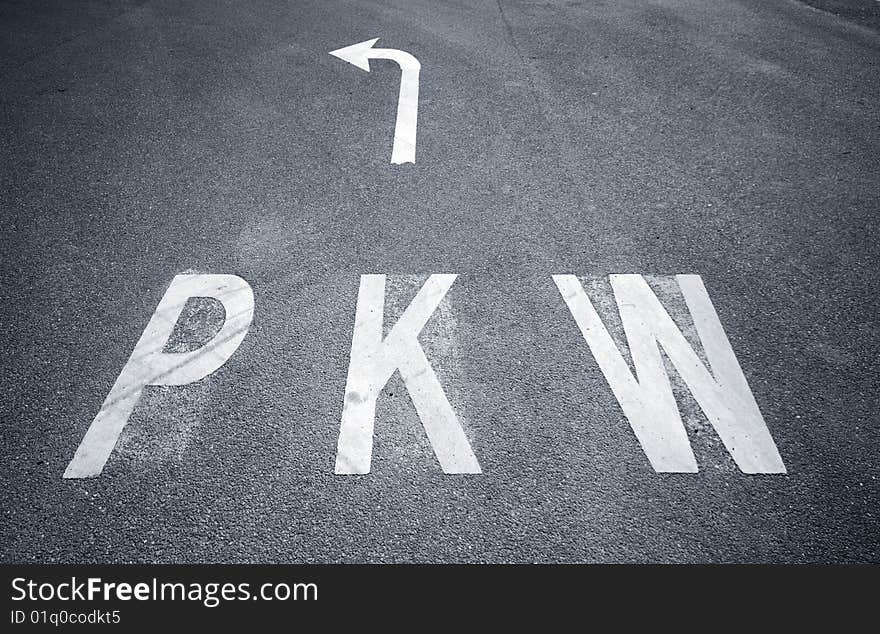 PKW Sign On Asphalt