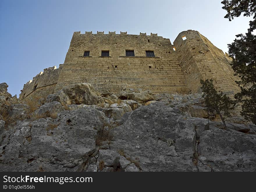 Ancient knightly fortress on a high rock.