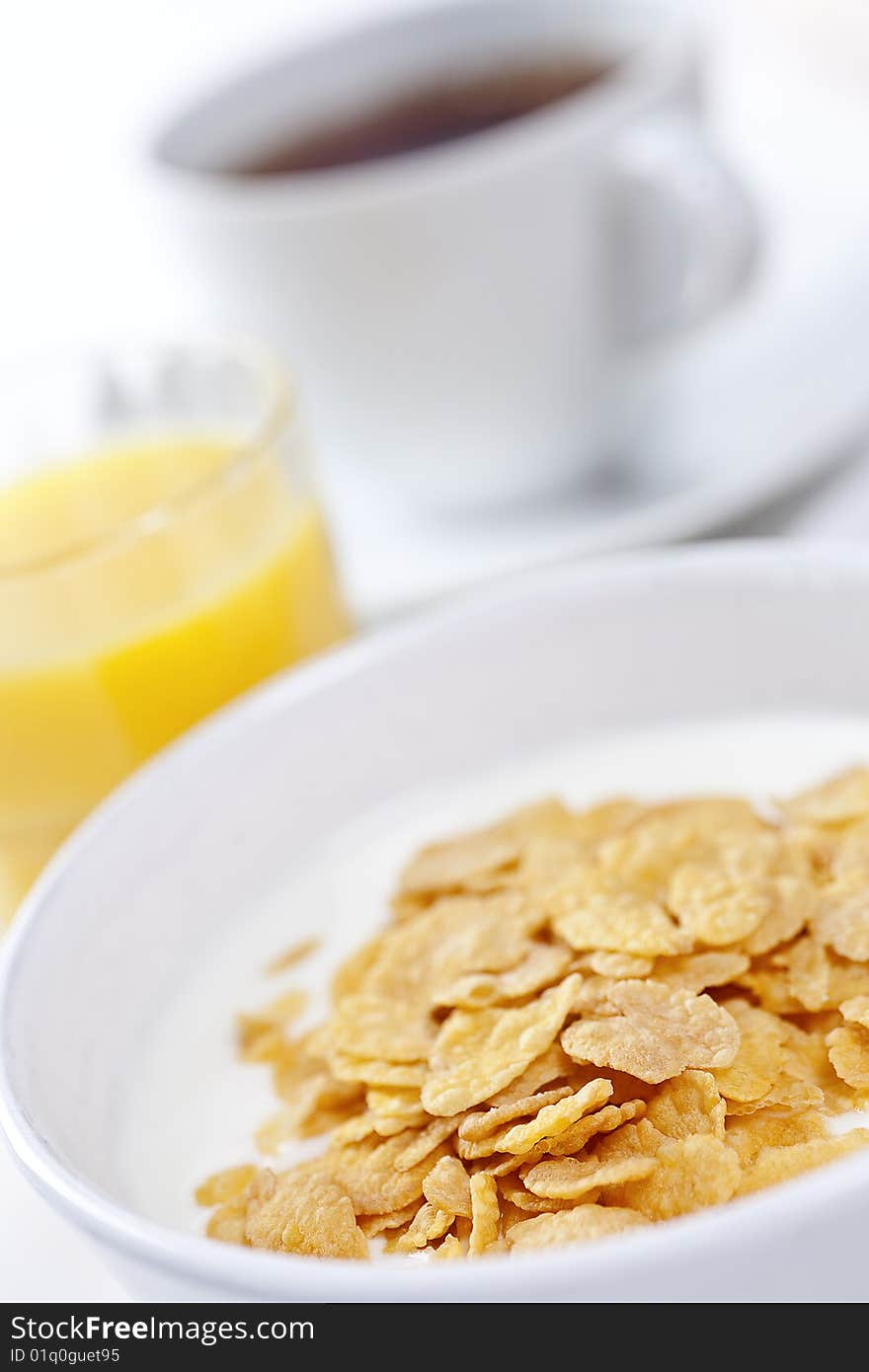 High key studio shot of a healthy breakfast. Shallow depth of field.