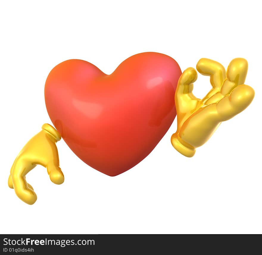 3d heart love character mascot illustration. 3d heart love character mascot illustration