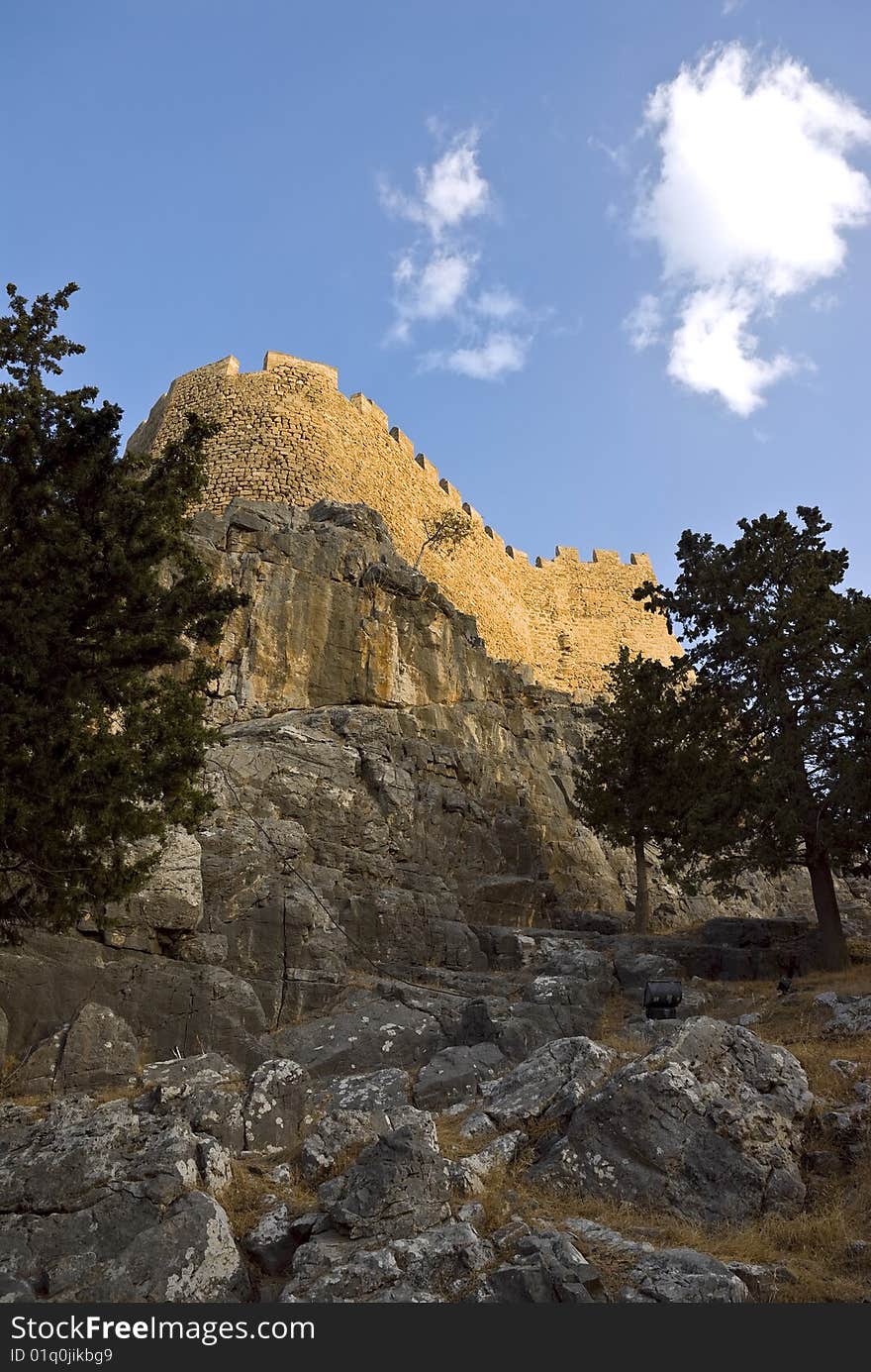 Ancient Knightly Fortress On A High Rock.