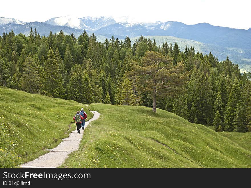 Hikingtrail in the bavarian alps near mittenwald. Hikingtrail in the bavarian alps near mittenwald