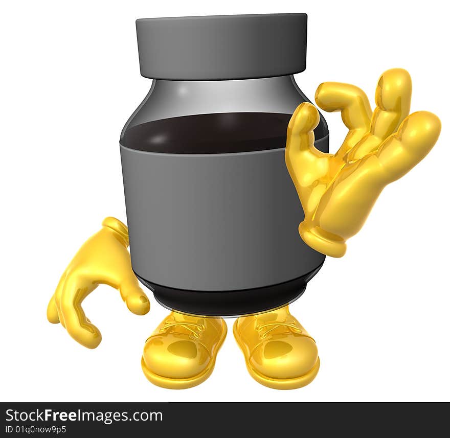 Mr medicine bottle 3d character mascot. Mr medicine bottle 3d character mascot