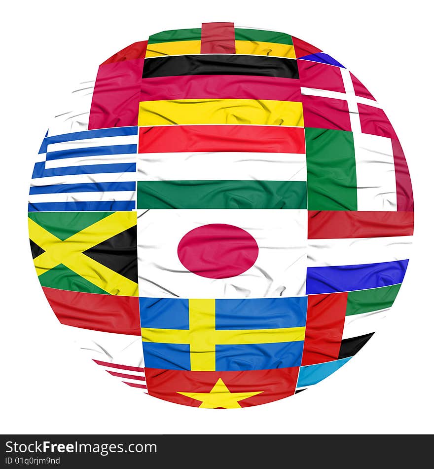 Group of flags in round ball