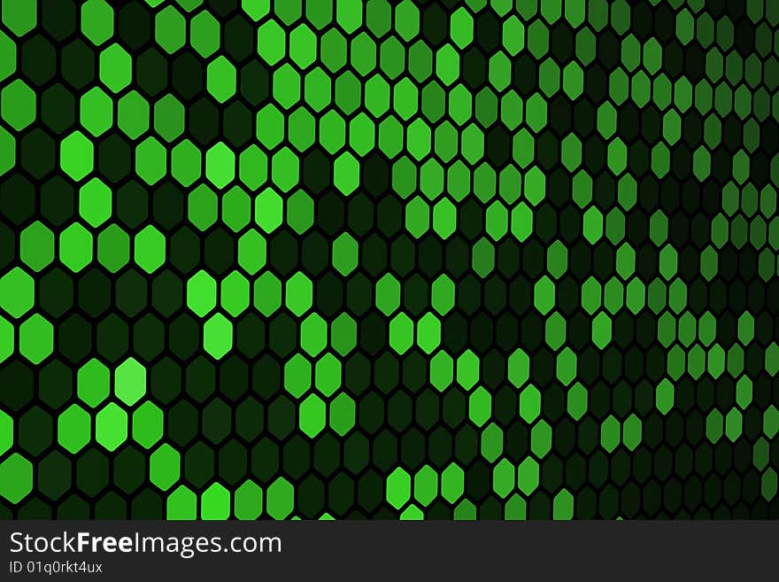 Vector illustration of Green Hexagon Pattern