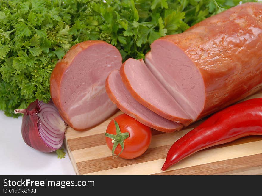 Still-life with meat and vegetables